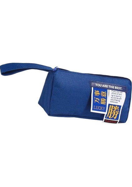 Basit Çift Katmanlı Büyük Kapasiteli Taşınabilir Fermuarlı Oxford Kumaş Kalem Çantası (Yurt Dışından)