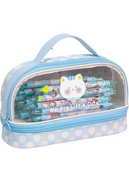 Karikatür Büyük Kapasiteli Kalem Kutusu Öğrenci Taşınabilir Kalem Kutusu Sevimli Kozmetik Çantası Kalem Kutusu (Yurt Dışından)