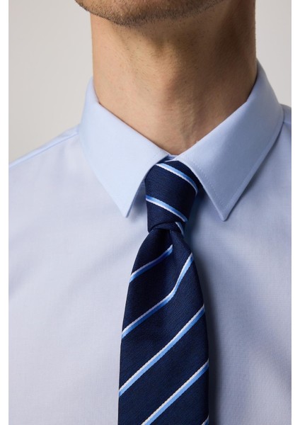Erkek Slim Fit Dar Kesim Uzun Kollu %100 Pamuk Non-Iron Ütü Gerektirmez Mavi Gömlek fırsatları
