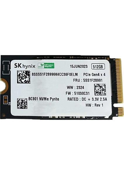 BC901 512GB 22X42 M.2 Nvme SSD