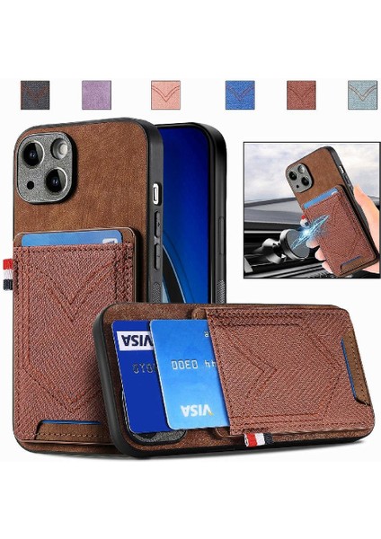IPhone 15 Için Kılıf Artı Crad Yuvası Kot Cep Tasarım Manyetik Araç Montaj (Yurt Dışından)