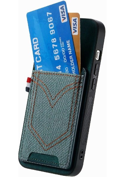 IPhone 15 Için Kılıf Artı Crad Yuvası Kot Cep Tasarım Manyetik Araç Montaj (Yurt Dışından)