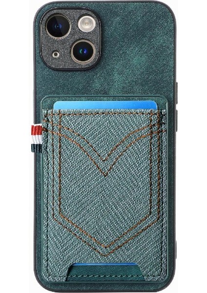IPhone 15 Için Kılıf Artı Crad Yuvası Kot Cep Tasarım Manyetik Araç Montaj (Yurt Dışından)