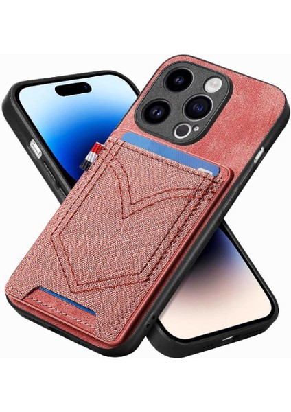 IPhone 14 Için Kılıf Pro Max Manyetik Araç Montaj Crad Yuvası Kot Cep (Yurt Dışından)