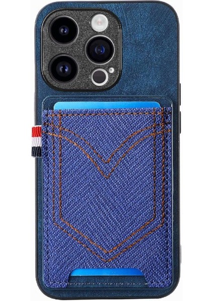 IPhone 14 Için Kılıf Pro Max Manyetik Araç Montaj Crad Yuvası Kot Cep (Yurt Dışından)