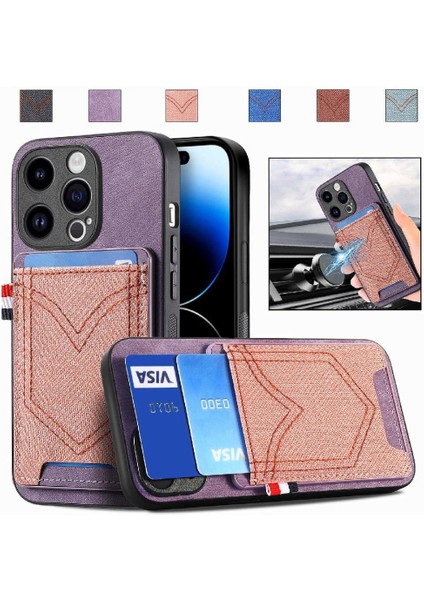 IPhone 14 Için Kılıf Pro Crad Yuvası Manyetik Araç Montaj Kot Cep Tasarımı (Yurt Dışından) indirimleri