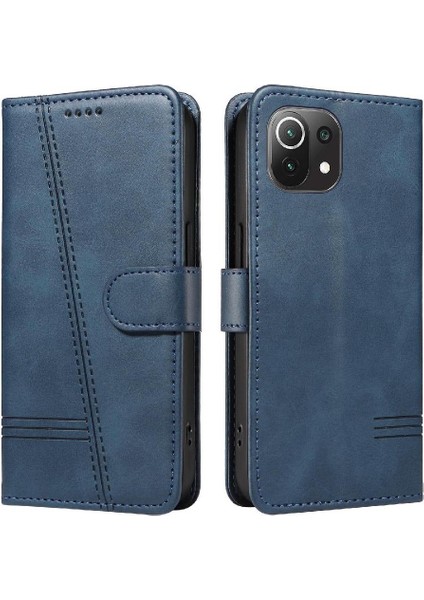 Xiaomi 11 Lite Için Filp Durumda Preslenmiş Pu Deri Cüzdan Telefon Kılıfı Siyah (Yurt Dışından) modelleri