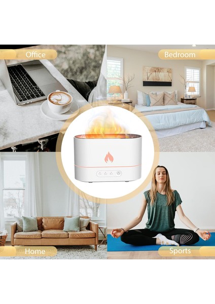 Ultrasonik Hava Nemlendirici Buhar Makinesi Alev Simülasyonlu 250ML Aroma Difüzörü fırsatları