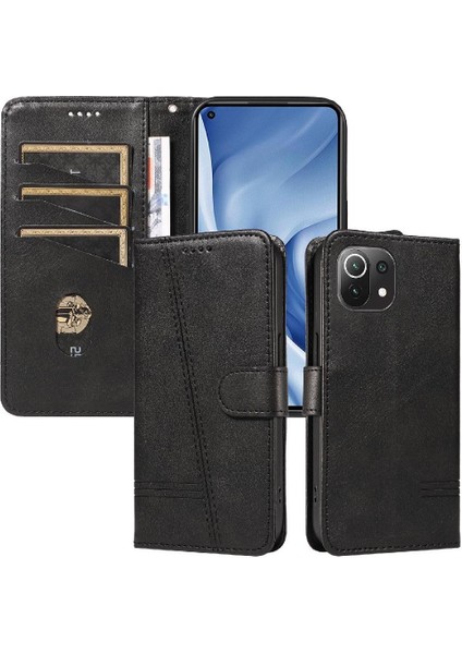 Xiaomi 11 Lite Için Filp Durumda Preslenmiş Pu Deri Cüzdan Telefon Kılıfı Siyah (Yurt Dışından) indirimleri