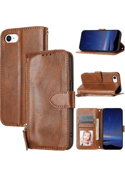 IPhone IPhone Se 2024 Anti Scratch Manyetik Kapatma Pu Kart Için Flip Case (Yurt Dışından)