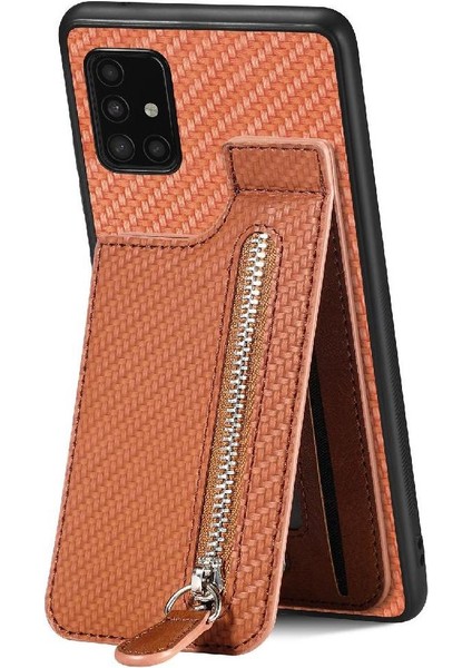 Samsung Galaxy A51 5g Için Kılıf Cüzdan Manyetik Araç Montaj Fermuar Standı Crad (Yurt Dışından)