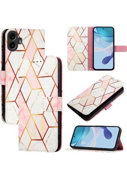 Nothing Kılıf Cmf Telefon 1 Pu Deri Kickstand Cüzdan Mermer Desen (Yurt Dışından)