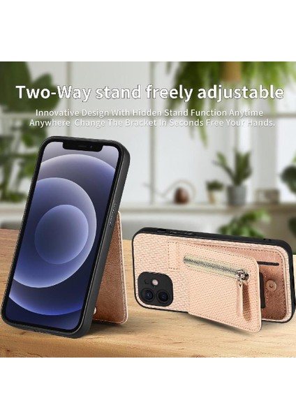 IPhone 12 Için Kılıf Cüzdan Crad Yuvası Manyetik Araç Montaj Fermuar Standı (Yurt Dışından) indirimleri