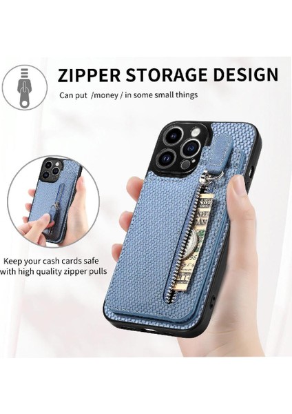 IPhone 13 Için Kılıf Pro Fermuar Cüzdan Crad Yuvası Manyetik Araç Montaj Standı (Yurt Dışından) modelleri