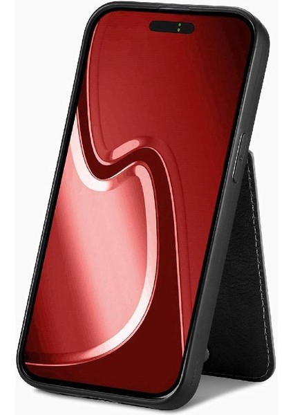 IPhone 15 Için Kılıf Pro Max Crad Yuvası Manyetik Araç Montaj Cüzdan Standı Fermuar (Yurt Dışından)