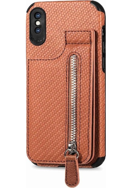 IPhone Xs Max Için Kılıf Standı Manyetik Araç Montaj Crad Yuvası Fermuar Cüzdan (Yurt Dışından) modelleri