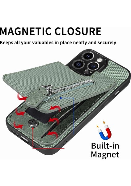 IPhone 14 Için Kılıf Pro Standı Manyetik Araç Montaj Fermuar Crad Yuvası Cüzdan (Yurt Dışından) fırsatları