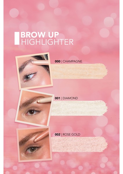 Kremsi Dokulu Brow Up Highlighter Pencil Aydınlatıcı Kalem- Pembe Altın (002 Rose Gold) 8682536072441