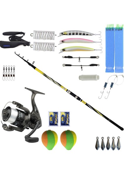 Full Takım Olta Seti Kendo Spigola Surf 420CM 100-200 gr Teleskopik Kamış&dam Nova 7000 Fd 1bb 337M/0.40MM Olta Makinesi