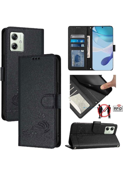 Motorola Moto G54 5G/G14 4g Kedi Rfıd Kart Yuvası Tutucu Kickstand (Yurt Dışından) indirimleri
