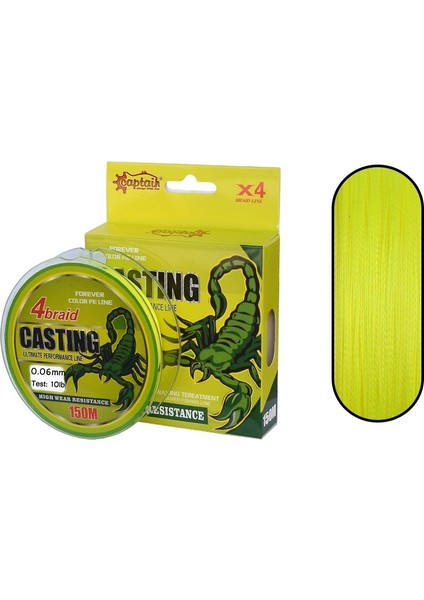 Casting Pe 4 Kat Spin Ip Misina 150MT Sarı