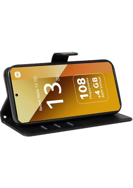 Xiaomi Redmi Not 13 Için Filp Durumda 5g Ayrılabilir Siyah Bilezik Preslenmiş Pu (Yurt Dışından)