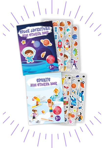 Space Mini Sticker Book - Sport Mini Sticker Book 2'li Set