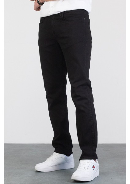Erkek Siyah Boru Paça Normal Bel Denim Jean Kot Pantolon fiyatları