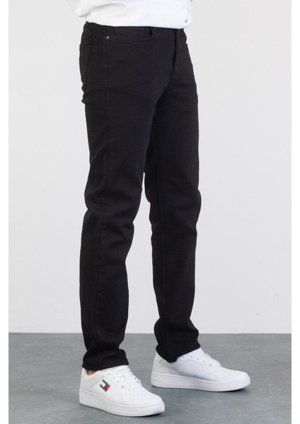 Erkek Siyah Boru Paça Normal Bel Denim Jean Kot Pantolon modelleri