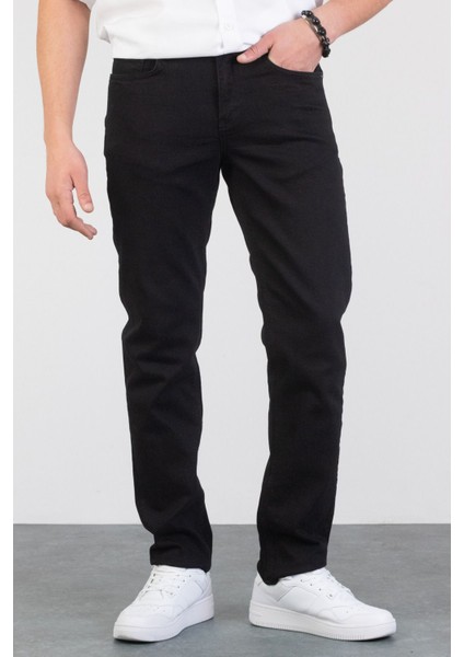 Erkek Siyah Boru Paça Normal Bel Denim Jean Kot Pantolon indirimleri