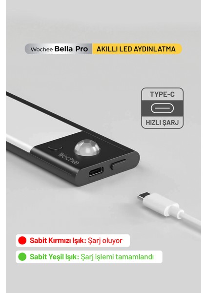 Bella Pro Hareket ve Işık Sensörlü, Fotoselli Kablosuz Akıllı Armatür LED Lamba, 3 Renk Bir Arada