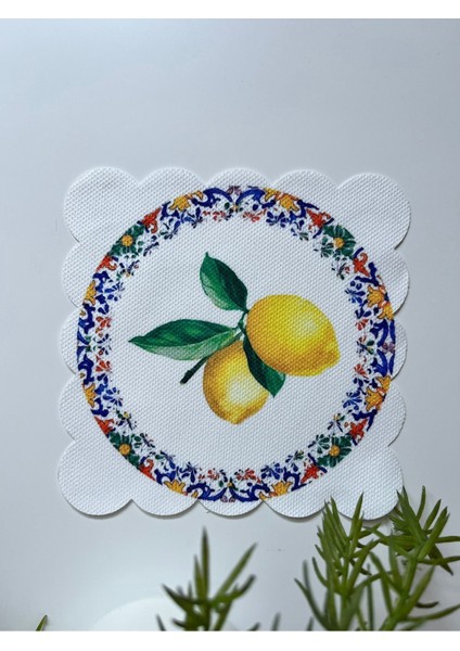 Limon Desenli Dijital Baskılı, Kenarı Lazer Kesim Dekoratif Kokteyl Peçeteleri