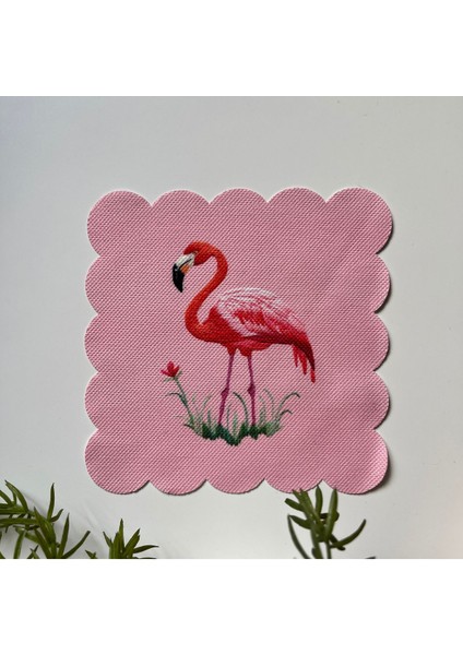 Pembe Rüya Flamingo Desenli Kokteyl Peçetesi Kumaş