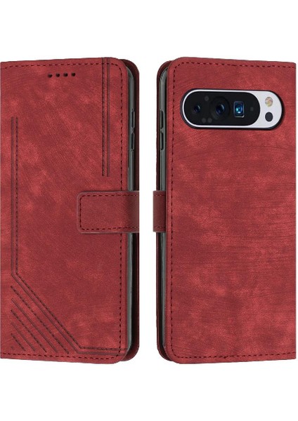 Google Piksel 9 Kickstand Cüzdan Pu Deri Kart Ekleme Için Flip Case (Yurt Dışından)