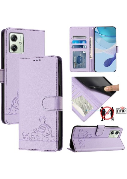 Motorola Moto G14 4g Için Kılıf Cüzdan Kapak Çevirin Kart Yuvası Tutucu Kickstand (Yurt Dışından)