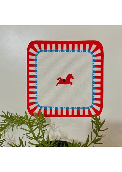 Sirk Temalı At Desenli Kokteyl Peçetesi Kumaş