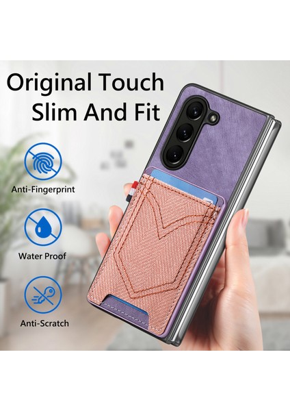 Samsung Galaxy Z Fold6 5g Için Denim Dokulu Telefon Kılıfı (Yurt Dışından)