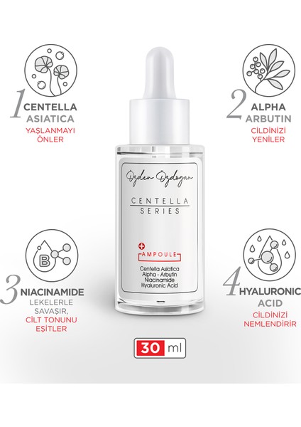 Onarıcı, Aydınlatıcı ve Nemlendirici Ampoule - Centella, Vitamin C & Hyaluronic Acid 30 ml