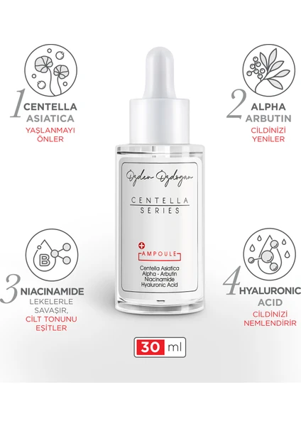 Özden Özdoğan Onarıcı, Aydınlatıcı ve Nemlendirici Ampoule - Centella, Vitamin C & Hyaluronic Acid 30 ml