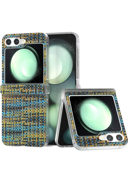 Samsung Galaxy Z Flip5 5g Için 3'ü 1 Arada Eşkenar Dokulu Pu Kılıf (Yurt Dışından)