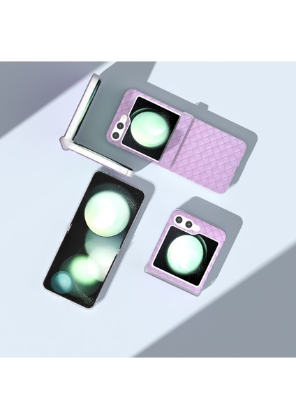 Samsung Galaxy Z Flip5 5g Için 3'ü 1 Arada Dokuma Dokulu Pu Kılıf (Yurt Dışından) fiyatları