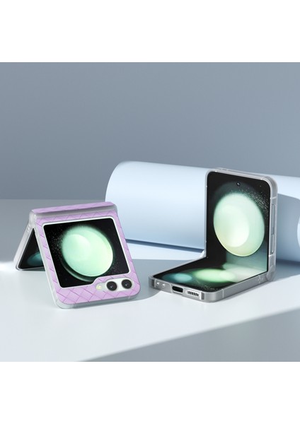 Samsung Galaxy Z Flip5 5g Için 3'ü 1 Arada Dokuma Dokulu Pu Kılıf (Yurt Dışından) modelleri