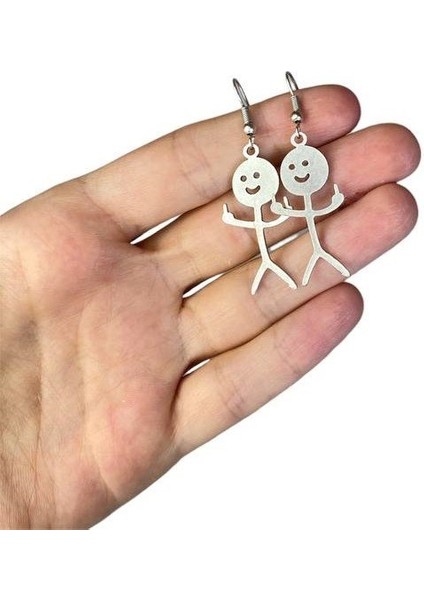 Esprili Fuxk Size Orta Parmak Çöp Adam Küpe fiyatları