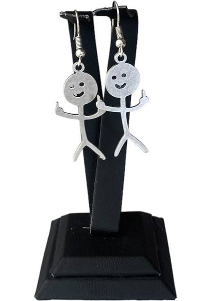 Esprili Fuxk Size Orta Parmak Çöp Adam Küpe modelleri