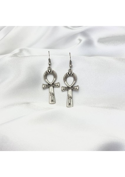 Ankh Gotik Haç Küpe