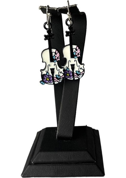 Keman Çiçek Motifli Küpe modelleri