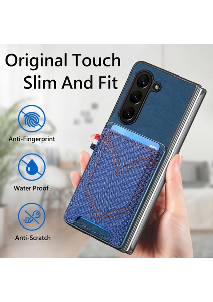 Samsung Galaxy Z Fold6 5g Için Denim Dokulu Telefon Kılıfı (Yurt Dışından)