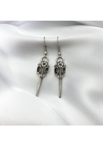 Gotik Viking Raven Tarz Kuş Kafatası Küpe