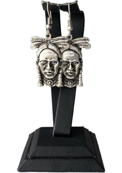 Yerli Amerikan Kızılderili Baş Figürlü Küpe modelleri