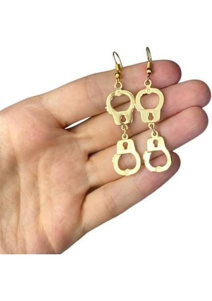 Gold Kelepçe Figürlü Polis Küpe